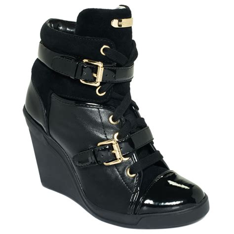 michael kors black wedge sneakers|michael kors wedge sneakers women's.